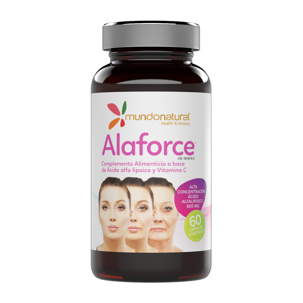 Complemento a base de ácido alfa lipoico (ALA por sus siglas en inglés) y vitamina C. Es reconocido como antioxidante universal por sus propiedad eliminadoras de radicales libres tanto en medios acuosos y grasos. Es uno de los ácidos que atraviesa la barrera y llega al cerebro. Ayuda a disminuir los niveles de glucosa en sangre. La vitamina C contribuye al funcionamiento normal del sistema inmunitario y previenen el daño de los llamados radicales libres (acción antioxidante). La vitamina C contribuye a la protección de las células frente al daño oxidativo y ayuda a disminuir el cansancio y la fatiga.