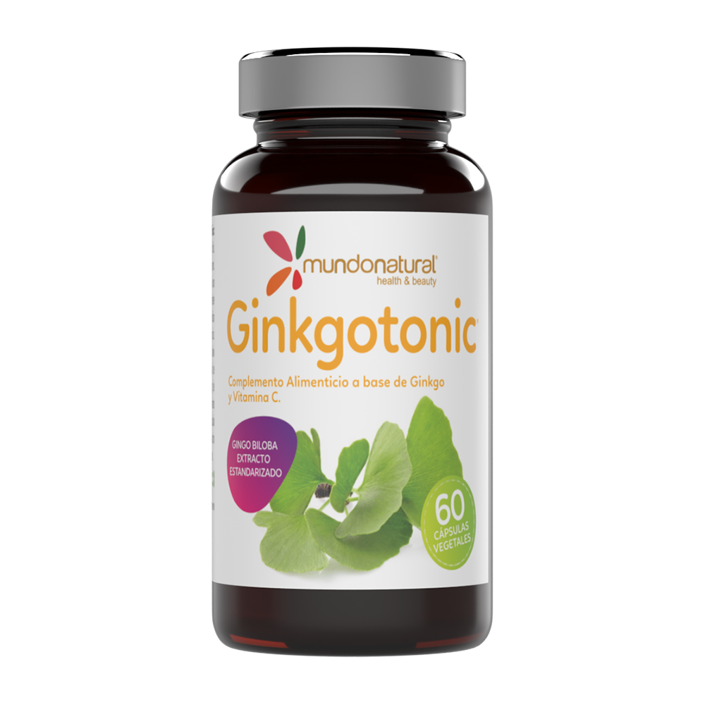 Complemento alimenticio a base de Ginkgo biloba y Vitamina C.
La vitamina C contribuye a la formación del colágeno para el funcionamiento normal de los vasos sanguíneos.