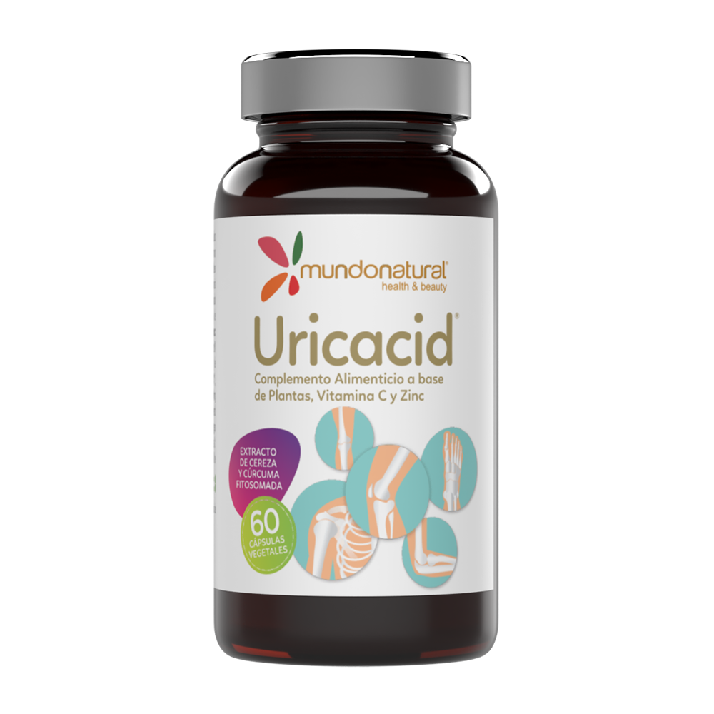 Complemento Alimenticio a base de Plantas (cereza y mora), cúrcuma y Vitamina C y Zinc.
Apoyo al control de las cifras normales de ácido úrico.
La Vitamina C contribuye a la formación normal de colágeno para el funcionamiento normal de los cartílagos y huesos.