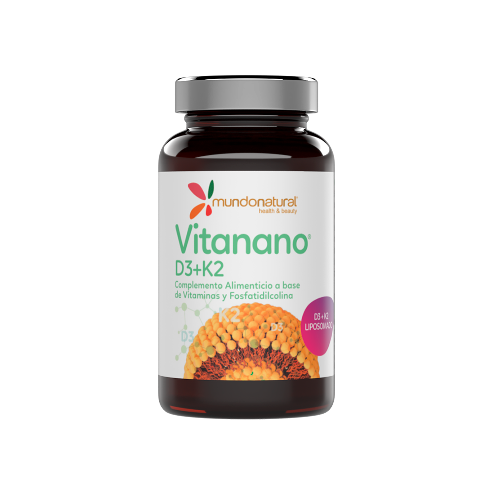 Complemento a base de Vitaminas D3 (Colecalciferol) y K2 (Menaquinona-7) liposomada y fosfatidilcolina
Aporte de vitamina D3 (Colecalciferol) y K2 (Menaquinona 7). Mejor absorción y mayor biodisponibilidad.

La Vitamina D y la vitamina K contribuyen al mantenimiento de los huesos en condiciones normales