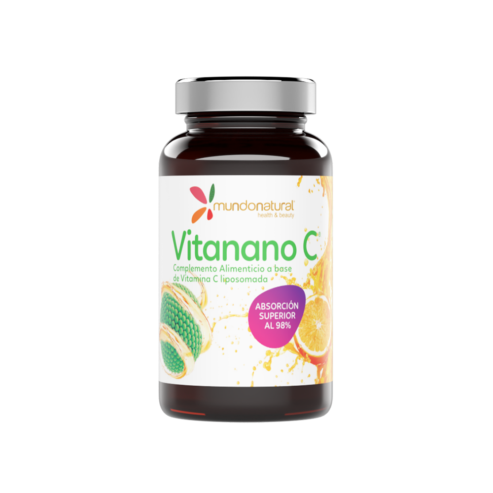 Vitamina C liposomada 400 mg por cápsulas (500% VRN*). Tecnología liposomada que contribuye a favorecer la absorción y biodisponibilidad de la vitamina C.